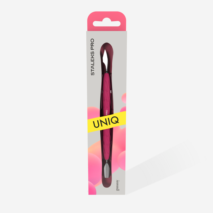Manicure Pusher Gummy – UNIQ 10 TYPE 3 (Rounded Narrow Pusher + Cleaner / Hatchet) by Staleks