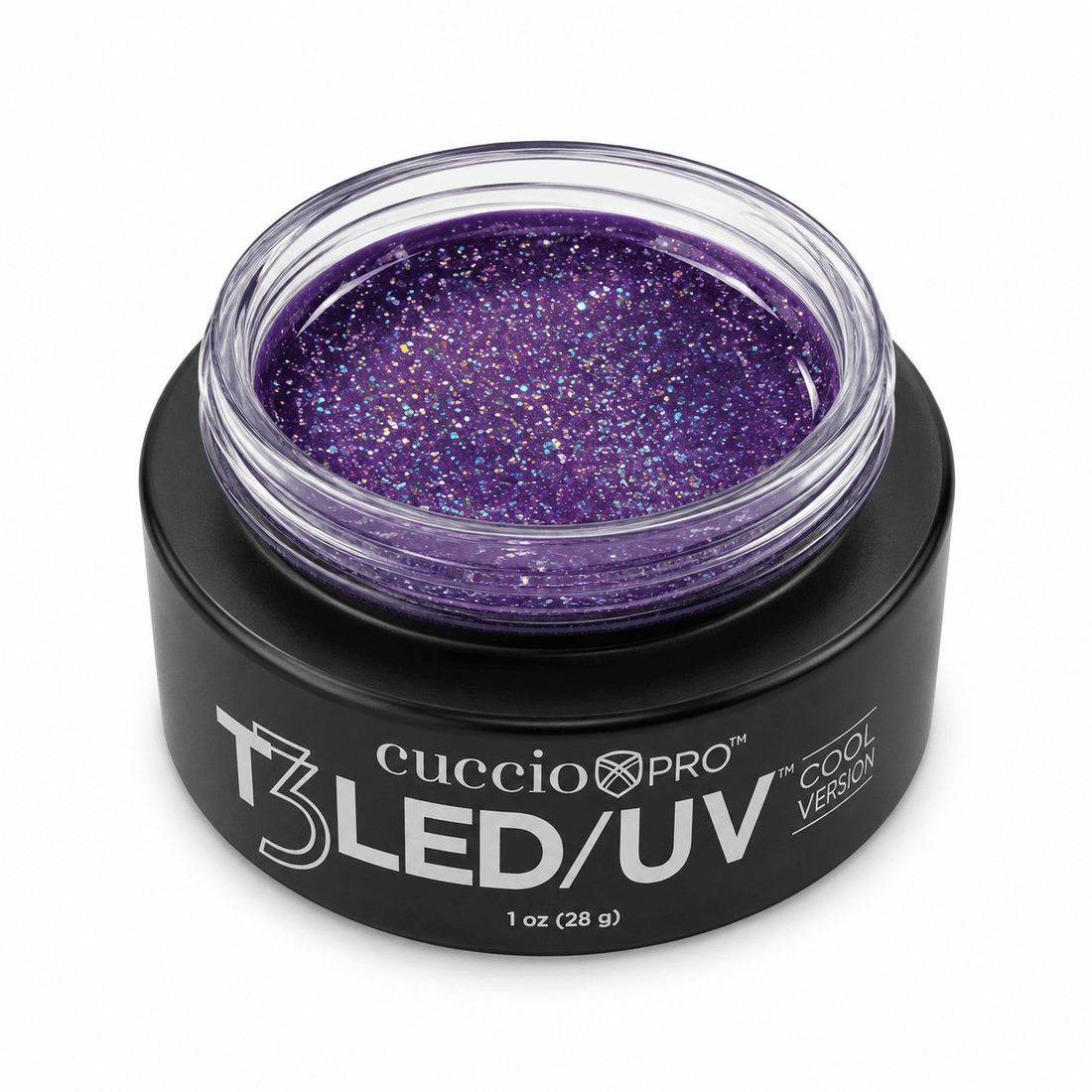 Cuccio T3 LED/UV Self Leveling Versatility Gel 1oz (28g) - Barbie Glitter - Emoi Supply