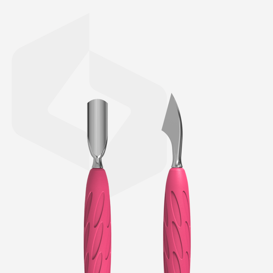 Manicure Pusher Gummy – UNIQ 10 TYPE 3 (Rounded Narrow Pusher + Cleaner / Hatchet) by Staleks - EMOI SUPPLY