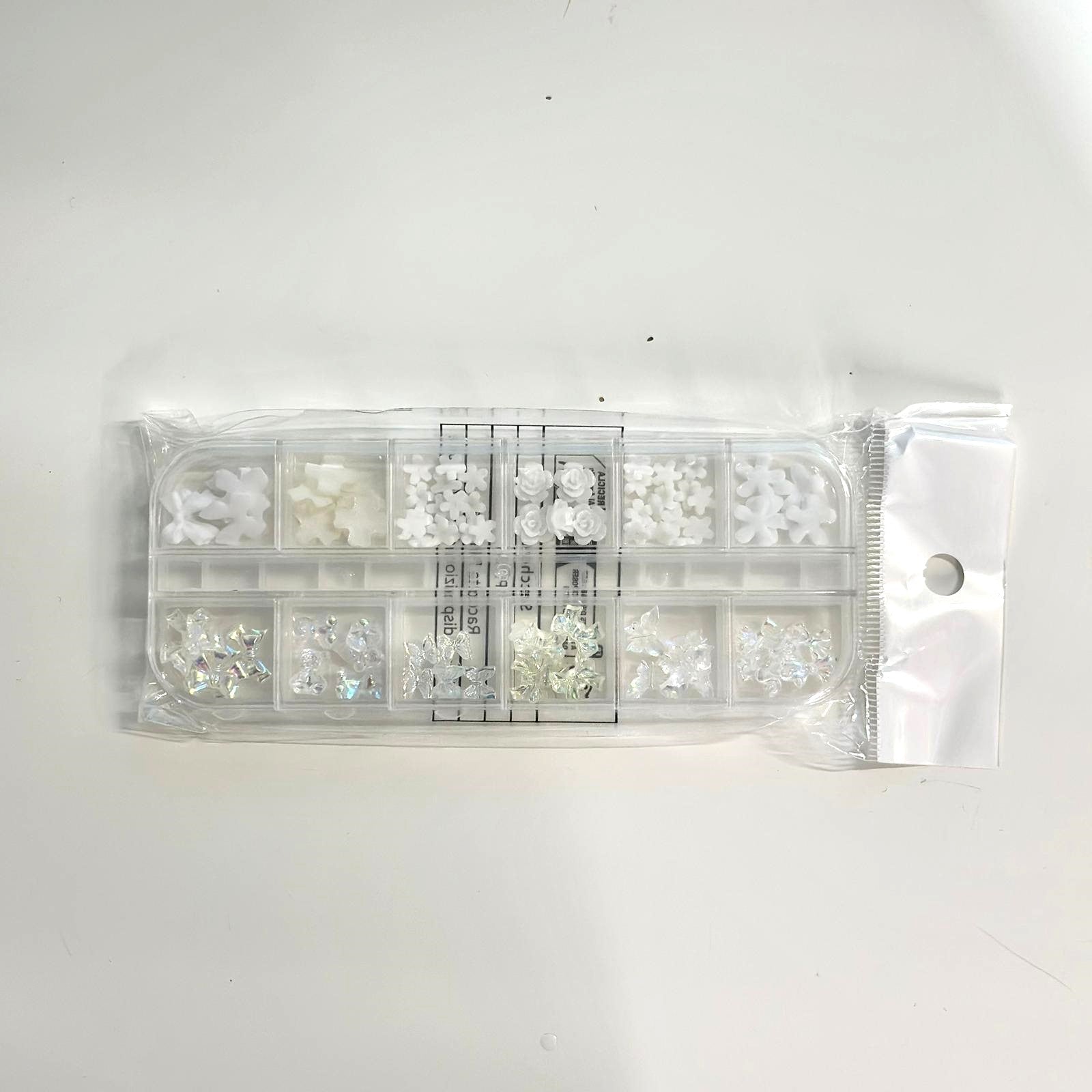 Nail Art Decoration Box - Charms and Rhinestones (12 Grids) - EMOI SUPPLY