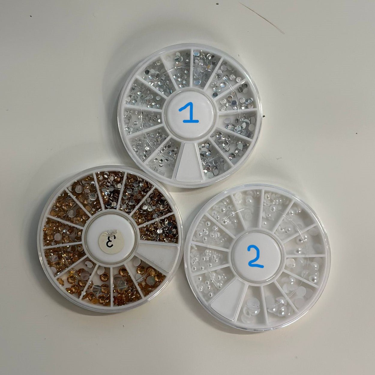 Nail Art Decoration Wheel - Charms and Rhinestones (12 Grids) - EMOI SUPPLY