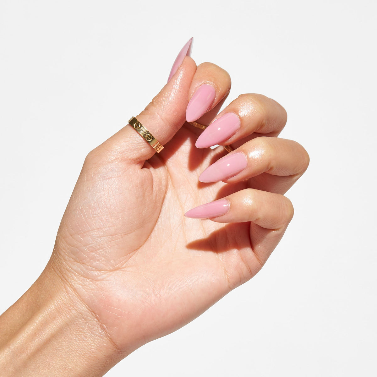 Notpolish Solo Gel SO314 Influenced bubblegum pink gel polish shown on nails