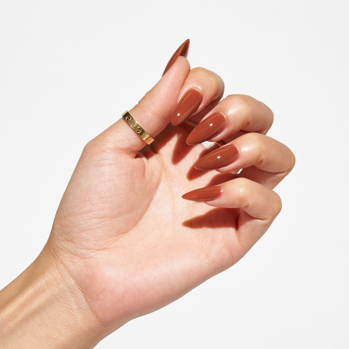 Notpolish Solo Gel SO331 Quad Shot chestnut brown gel polish shown on nails