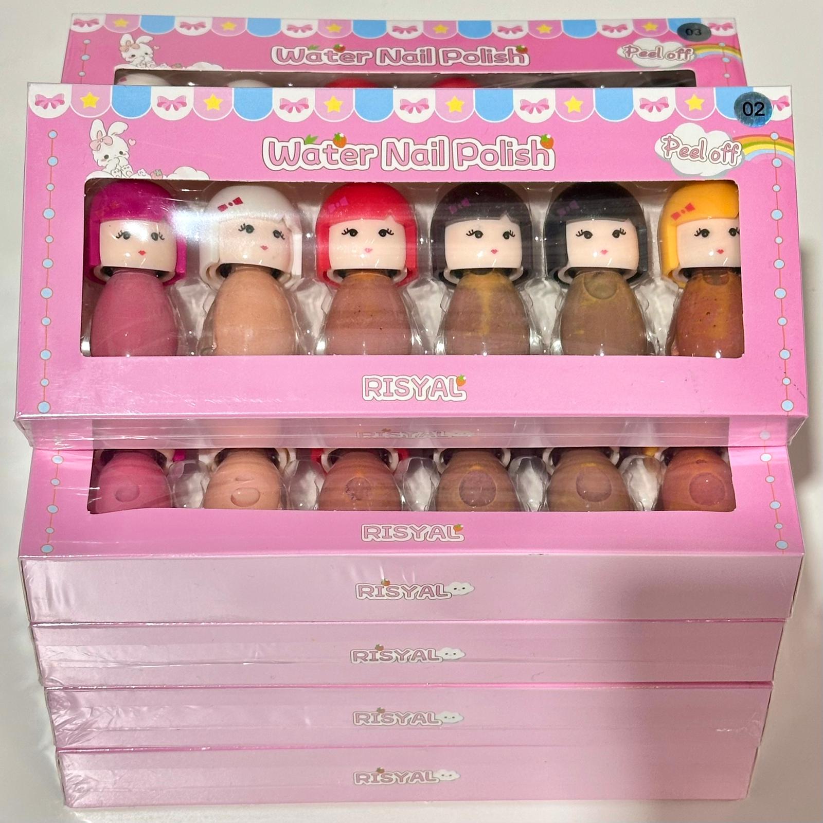 Risyal Water Based Nail Polish Cartoon Mini Dolls 5ml (pack of 6 pieces) - EMOI SUPPLY