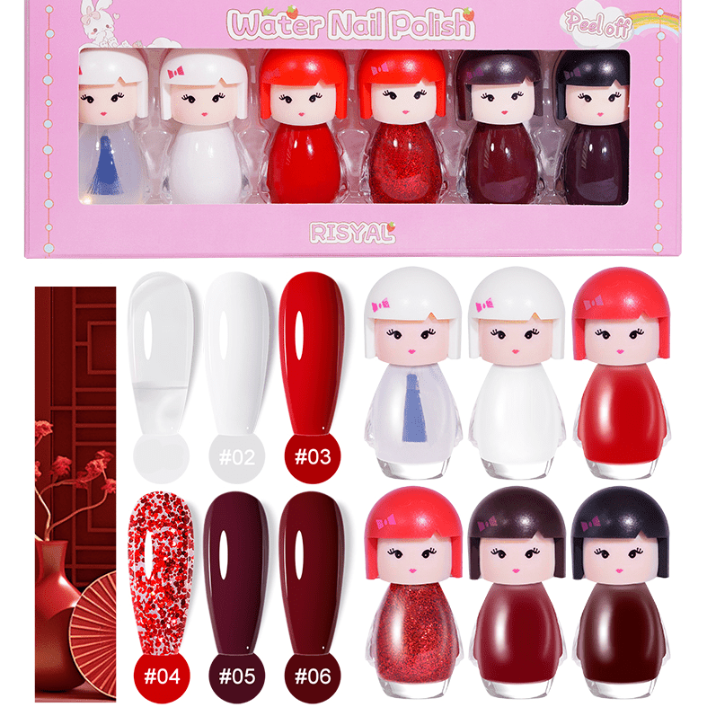 Risyal Water Based Nail Polish Cartoon Princess Style 5ml (pack of 6 pieces) - EMOI SUPPLY