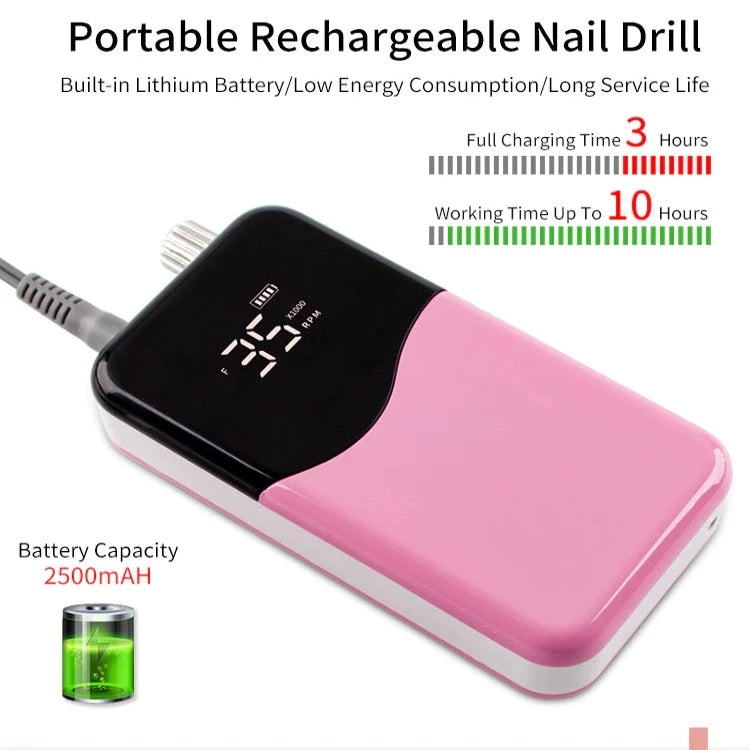 Portable Charging Electric Nail Drill – US-809 (Black, UK Plug)