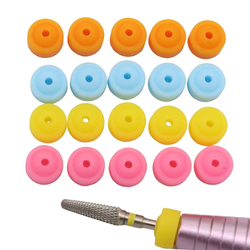 Silicone Nail Drill Dust Stopper Caps — 3/32", 100pcs