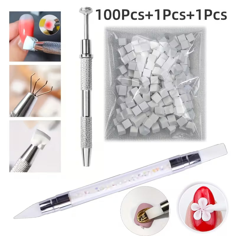 Nail Art Blending Sponge Pen Set — 100 Sponges