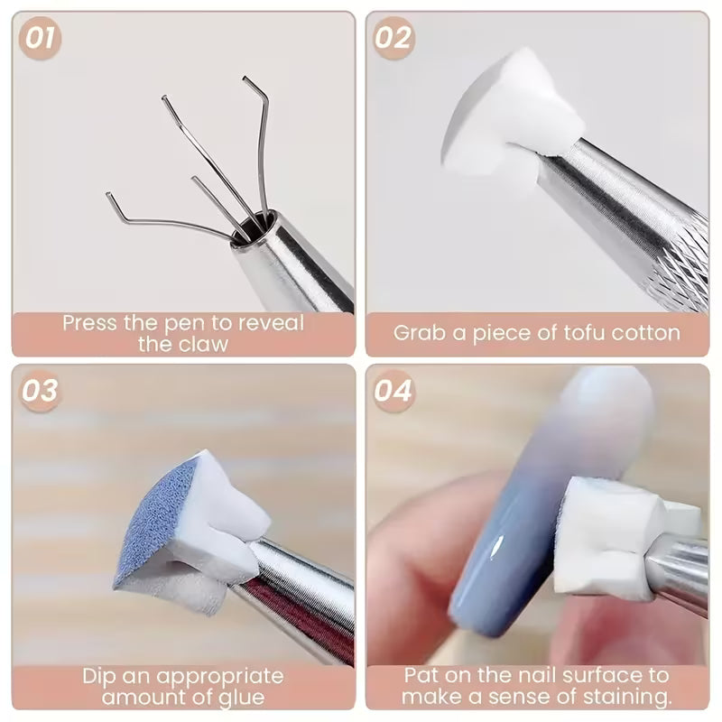 Nail Art Blending Sponge Pen Set — 100 Sponges