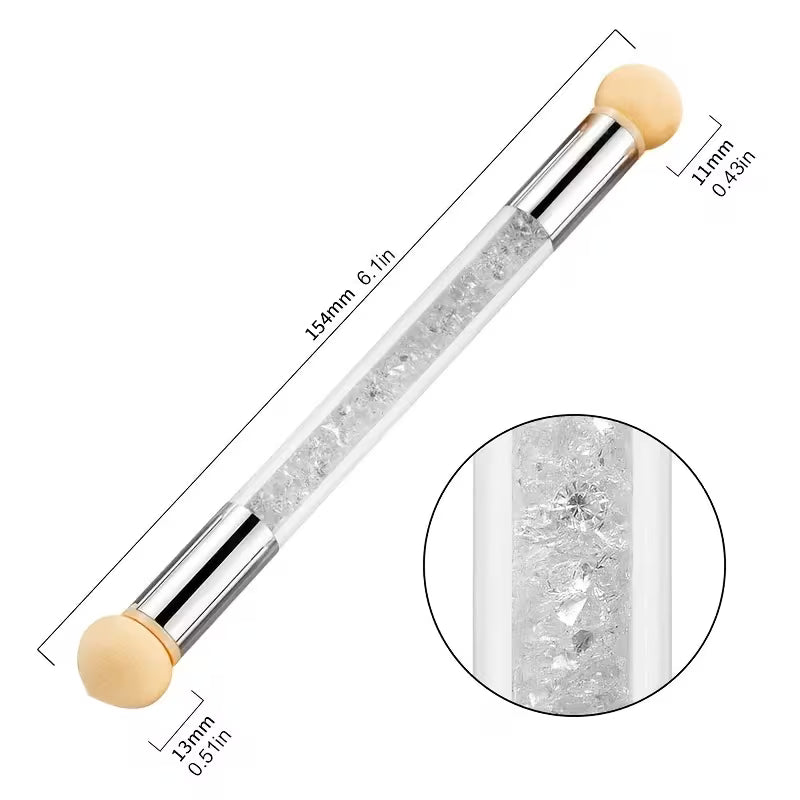 Dual-Head Rhinestone Nail Sponge Brush Pen