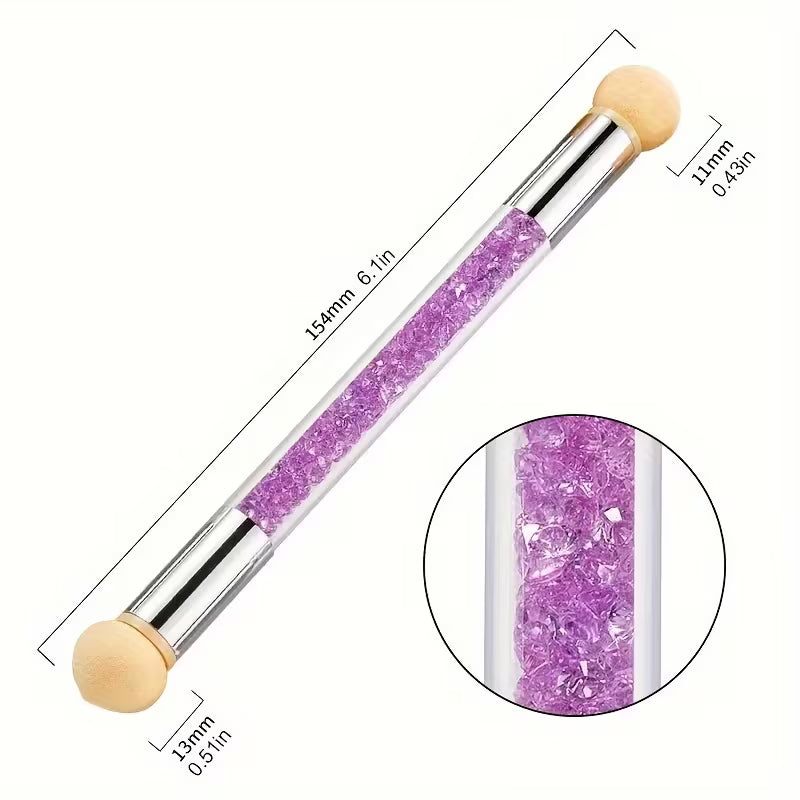 Dual-Head Rhinestone Nail Sponge Brush Pen