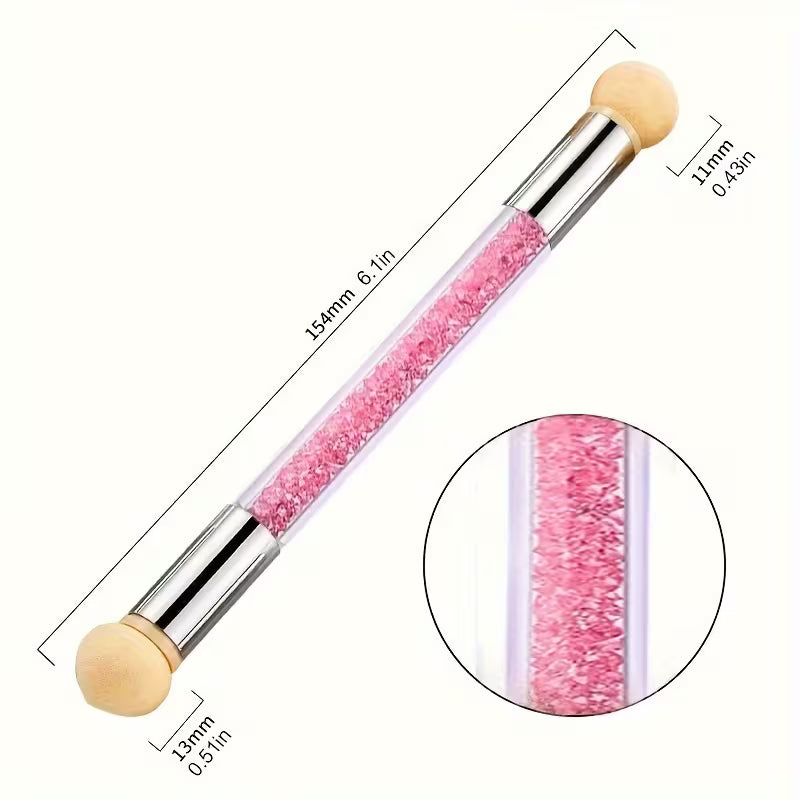 Dual-Head Rhinestone Nail Sponge Brush Pen