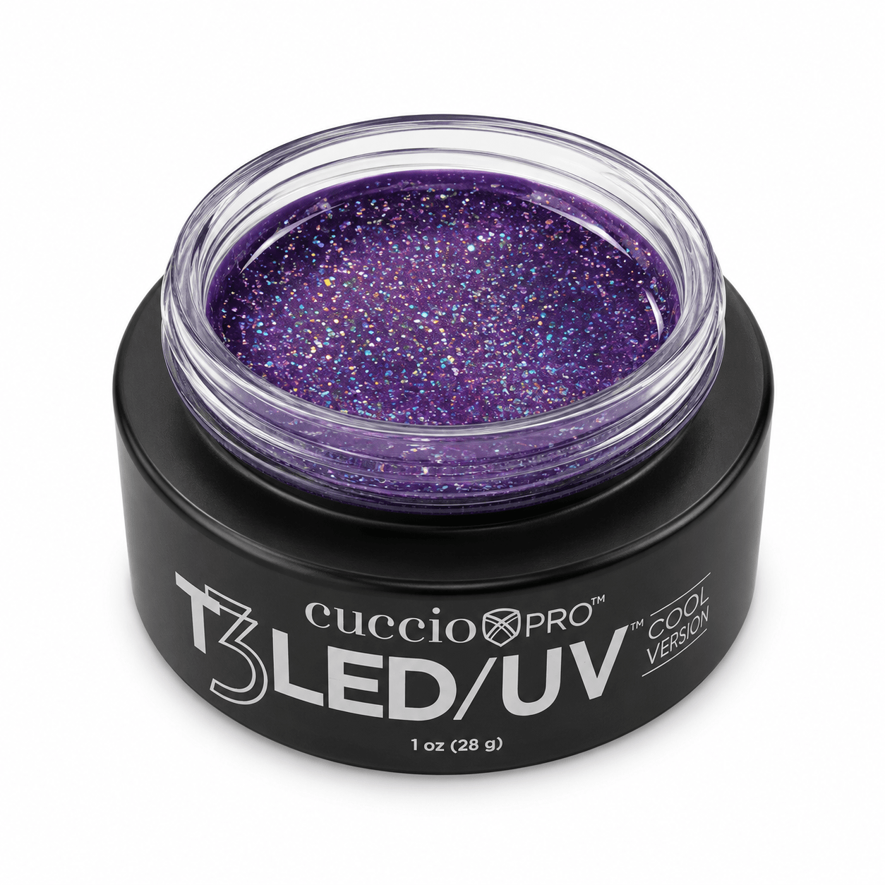 Cuccio T3 LED/UV Self Leveling Versatility Gel 1oz (28g) - Barbie Glitter - Emoi Supply