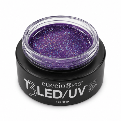 Cuccio T3 LED/UV Self Leveling Versatility Gel 1oz (28g) - Barbie Glitter - Emoi Supply