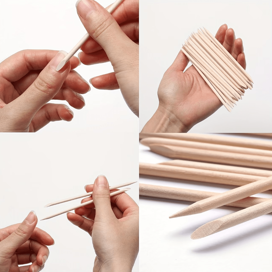 Disposable Wooden Stick Cuticle Pusher (100pcs) - Emoi Supply
