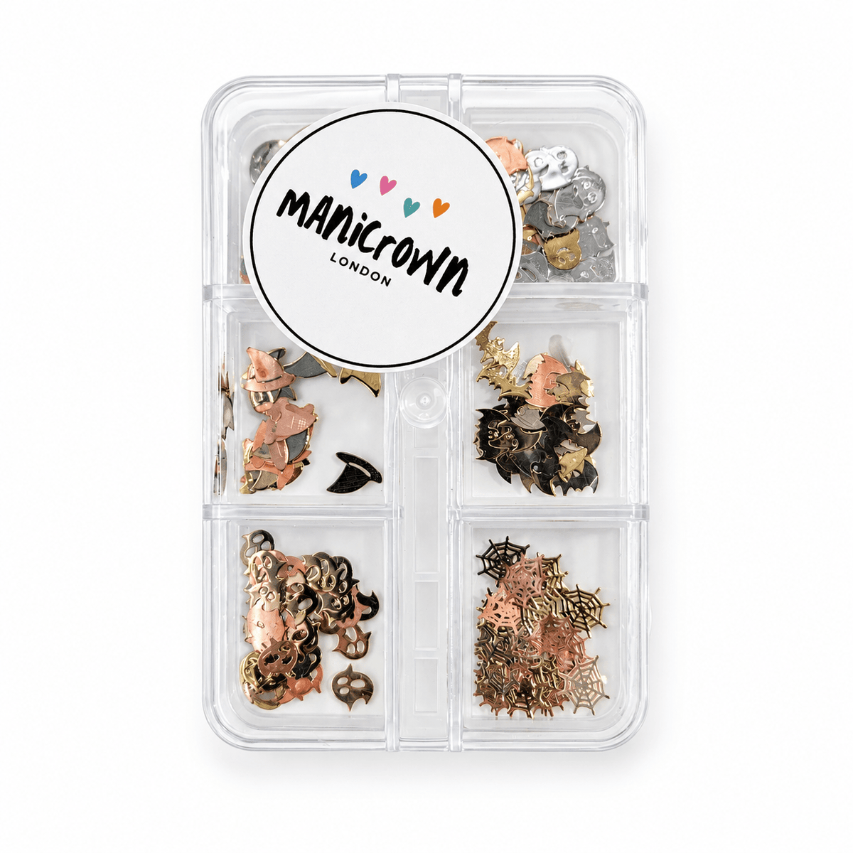 Manicrown Halloween Nail Glitter &amp; Sequin Set — 6 Compartments - Emoi Supply