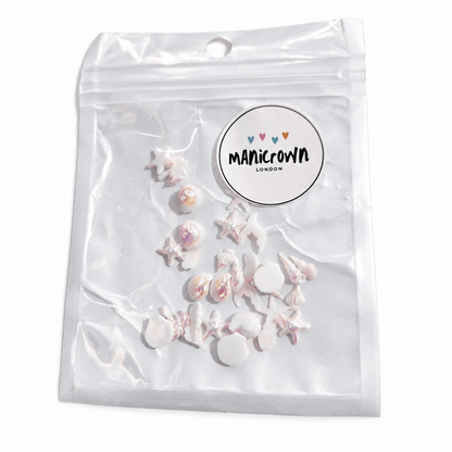 Manicrown Ocean Shell &amp; Starfish Nail Art Charms — 30-Piece Mix - Emoi Supply