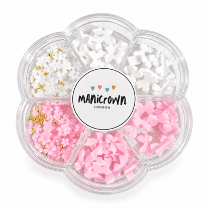 Manicrown Pink Bow, Pearl &amp; Flower Nail Art Kit - Emoi Supply