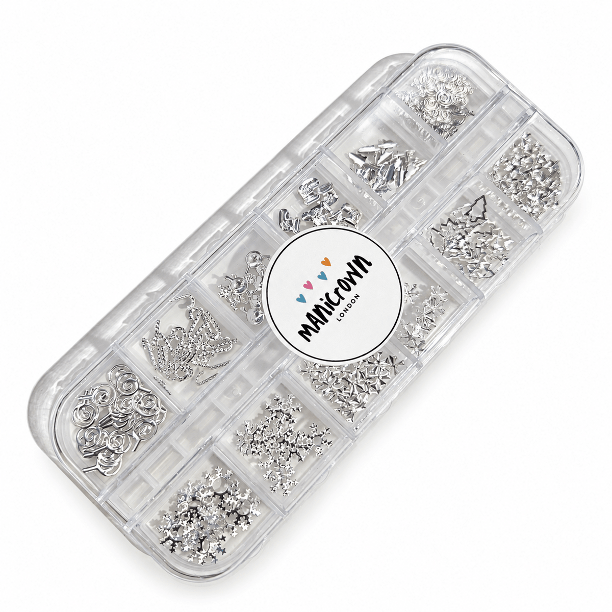 Manicrown Silver Christmas Nail Sequin Set — 12 Designs - Emoi Supply