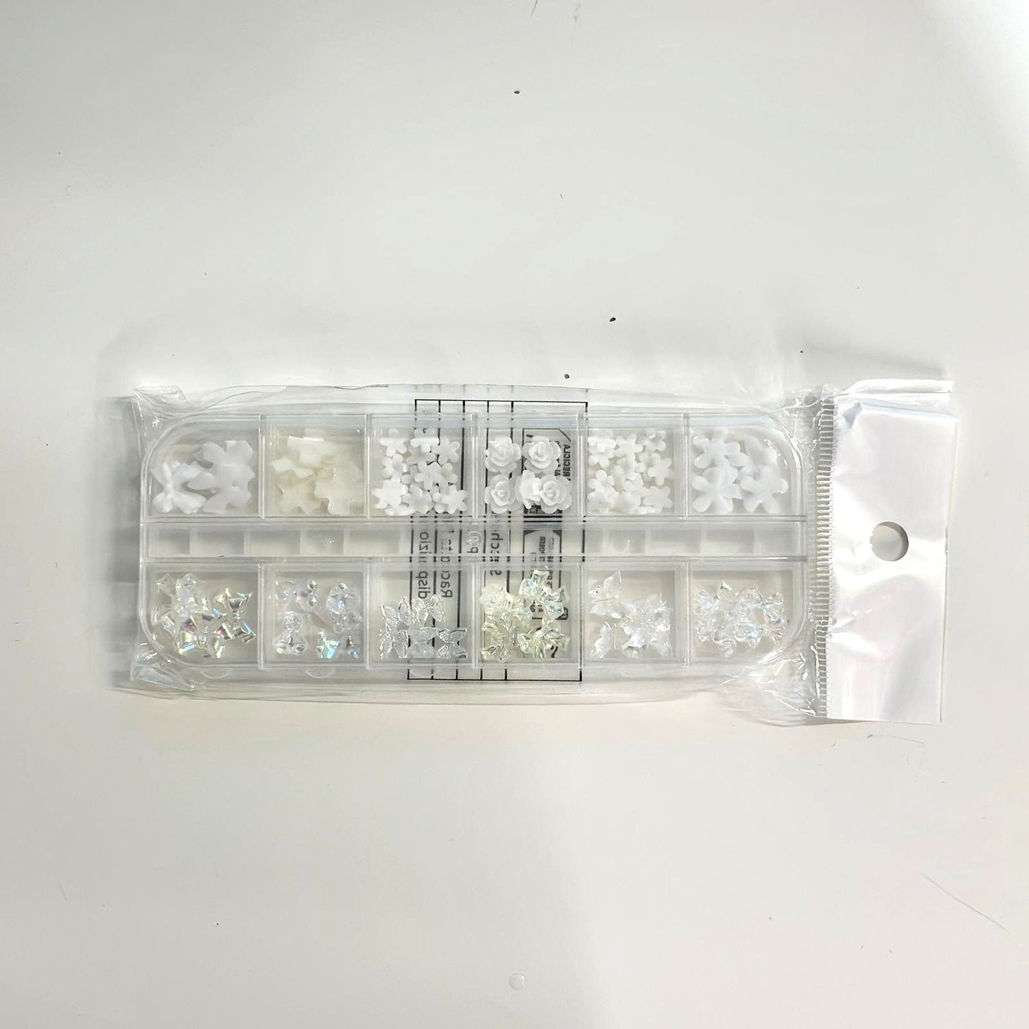 Nail Art Decoration Box - Charms and Rhinestones (12 Grids) - EMOI SUPPLY
