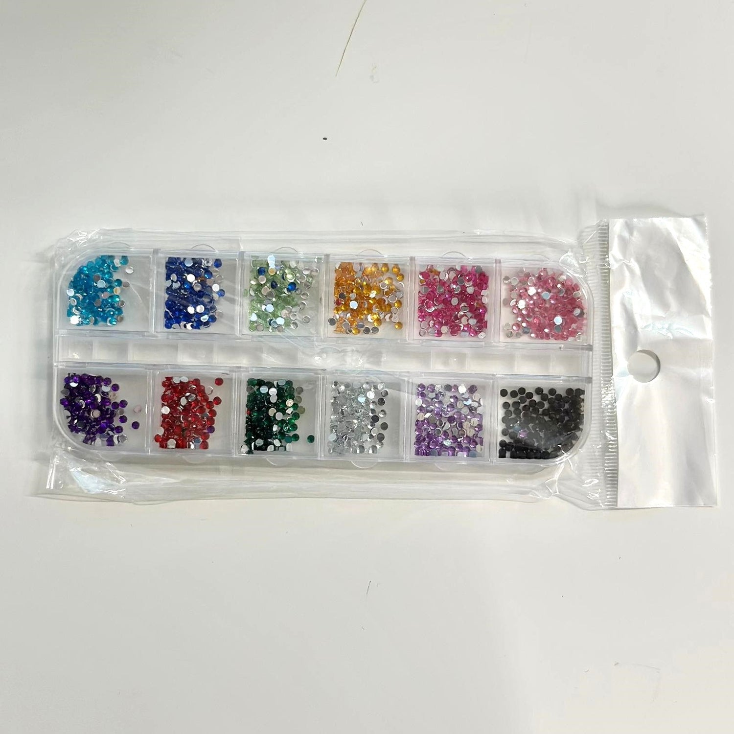 Nail Art Decoration Box - Charms and Rhinestones (12 Grids) - EMOI SUPPLY