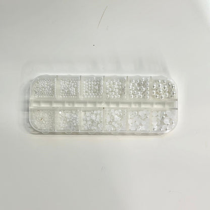 Nail Art Decoration Box - Charms and Rhinestones (12 Grids) - EMOI SUPPLY