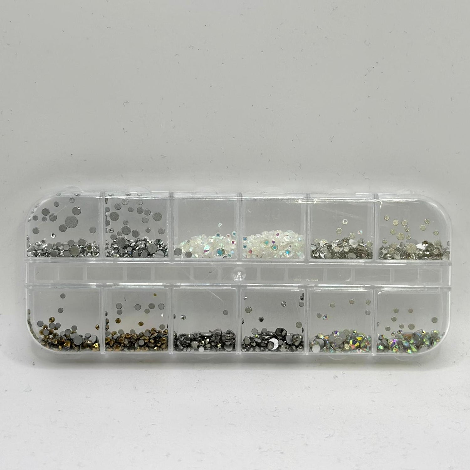 Nail Art Decoration Box - Charms and Rhinestones (12 Grids) - EMOI SUPPLY
