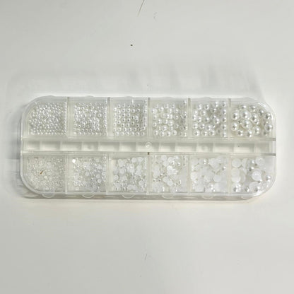 Nail Art Decoration Box - Charms and Rhinestones (12 Grids) - EMOI SUPPLY