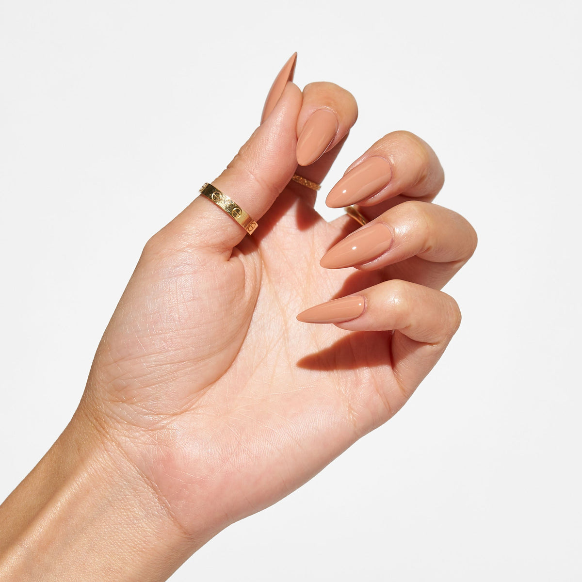 Notpolish Solo Gel SO316 On The Saddle caramel tan gel polish shown on nails
