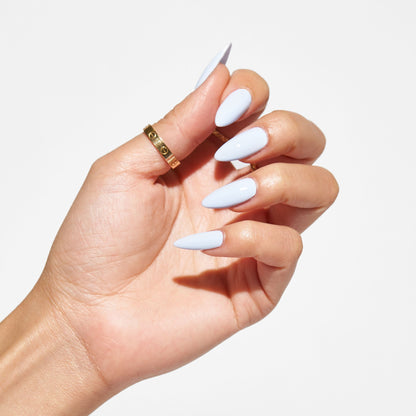 Notpolish Solo Gel SO318 Bubblie baby blue gel polish shown on nails