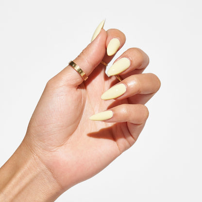 Notpolish Solo Gel SO319 Happy Face pastel yellow gel polish shown on nails