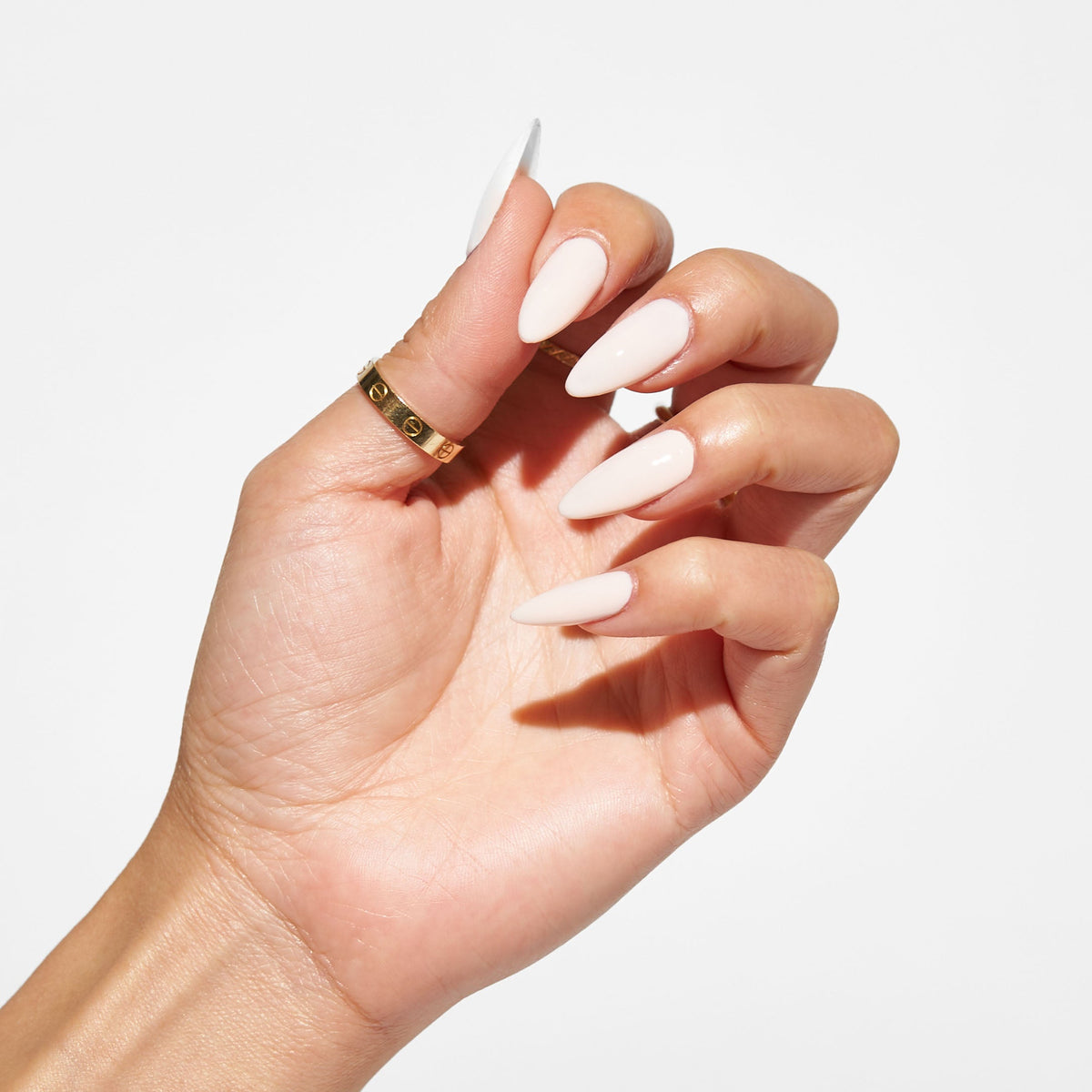 Notpolish Solo Gel SO320 Size Matters peachy cream gel polish shown on nails
