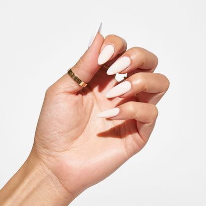 Notpolish Solo Gel SO320 Size Matters peachy cream gel polish shown on nails
