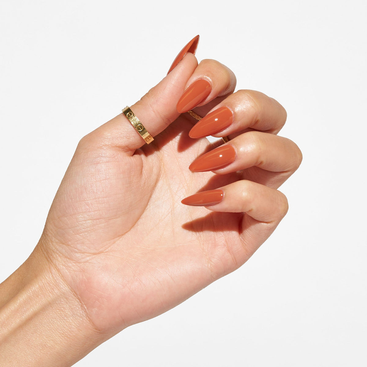 Notpolish Solo Gel SO330 Nutty &amp; Nice cinnamon rust gel polish shown on nails