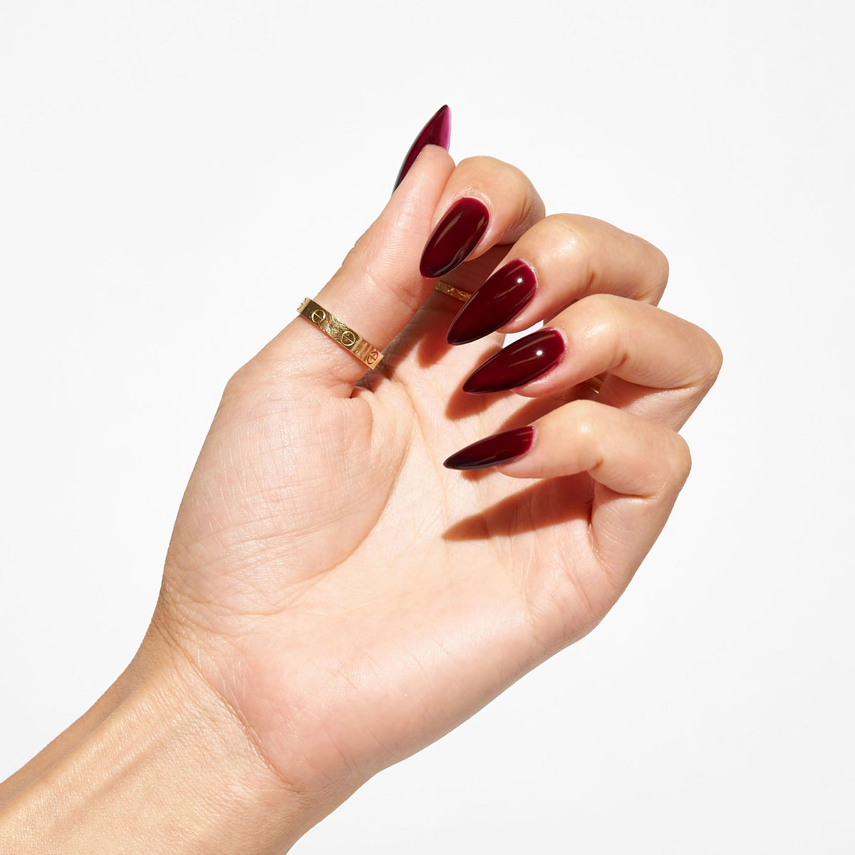 Notpolish Solo Gel SO340 The Cherry Edge dark cherry gel polish shown on nails