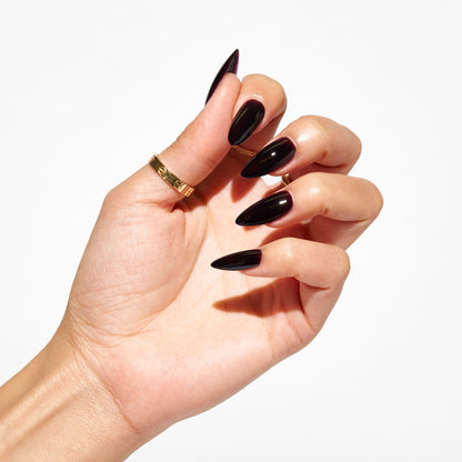 Notpolish Solo Gel SO341 Blacked Out black cherry gel polish shown on nails