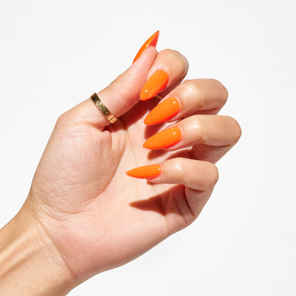 Notpolish Solo Gel SO345 Danger Zone neon orange gel polish shown on nails