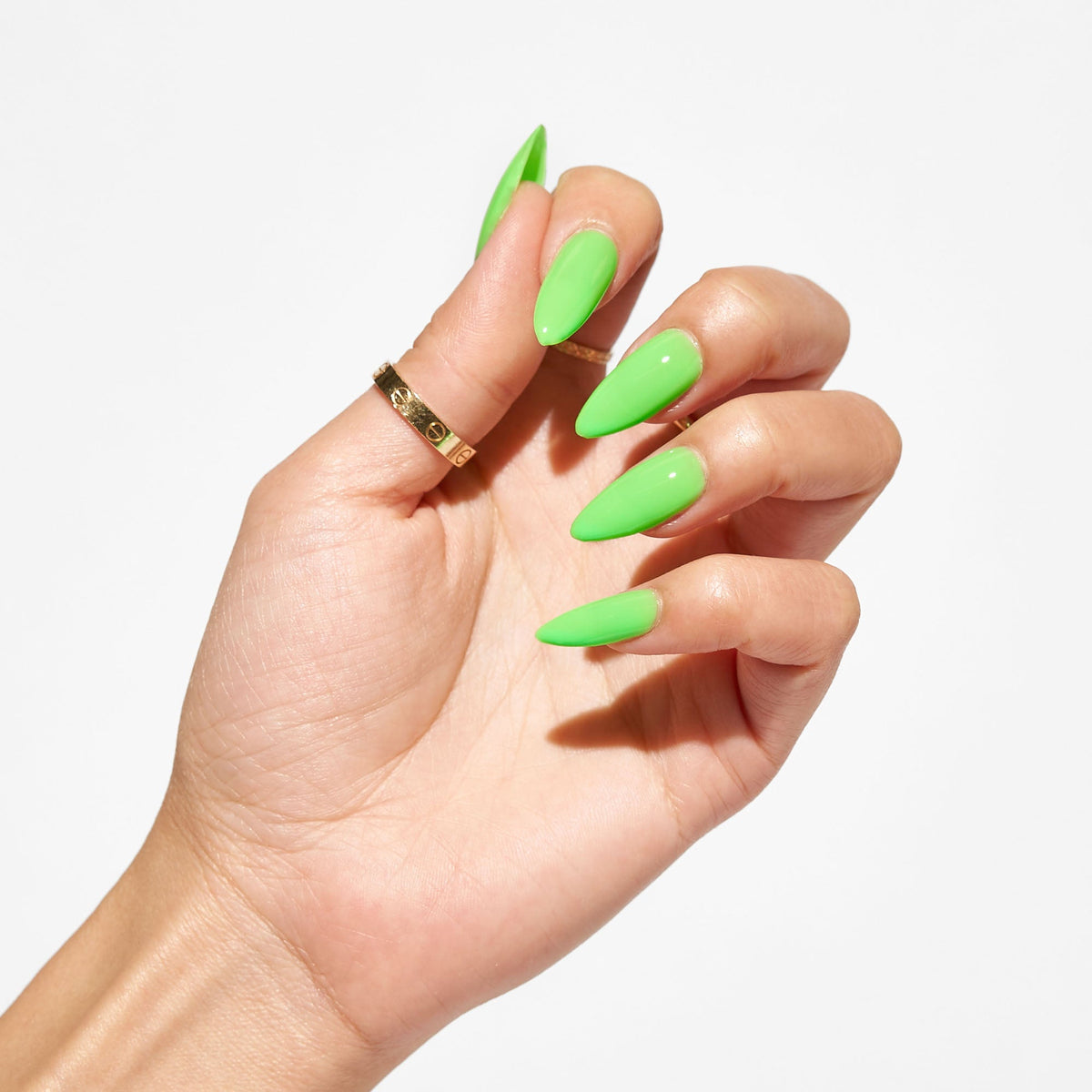 Notpolish Solo Gel SO346 Wicked Lime neon lime gel polish shown on nails