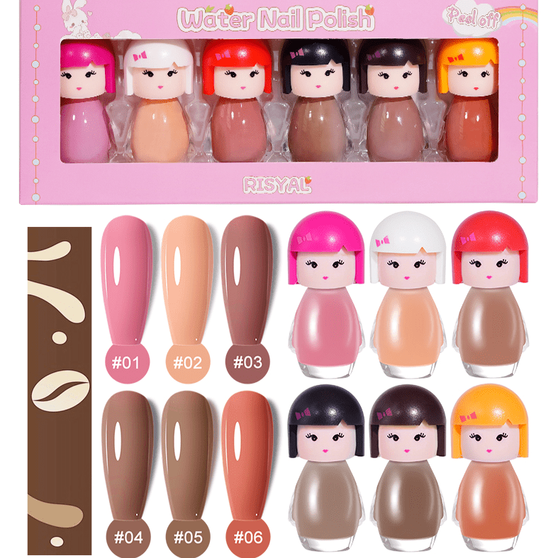 Risyal Water Based Nail Polish Cartoon Princess Style 5ml (pack of 6 pieces) - EMOI SUPPLY