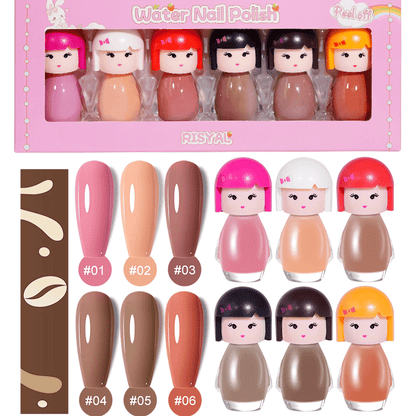Risyal Water Based Nail Polish Cartoon Princess Style 5ml (pack of 6 pieces) - EMOI SUPPLY