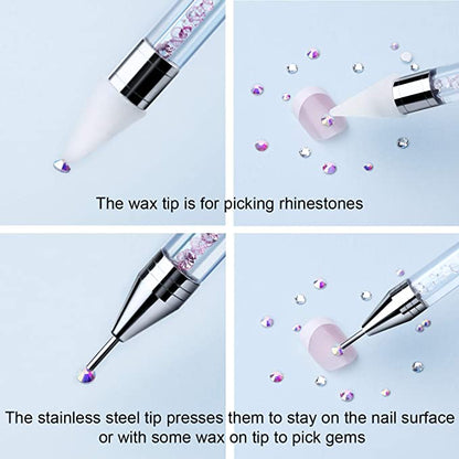 Clear Crystal Rhinestones with Rhinestone Picker Dotting Pen and Elbow Tweezer (1500 PCS, 6 Sizes) - EMOI SUPPLY