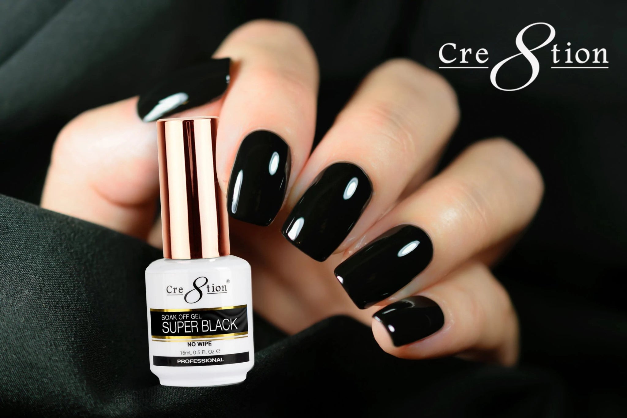 Cre8tion Soak Off Super Black - EMOI SUPPLY