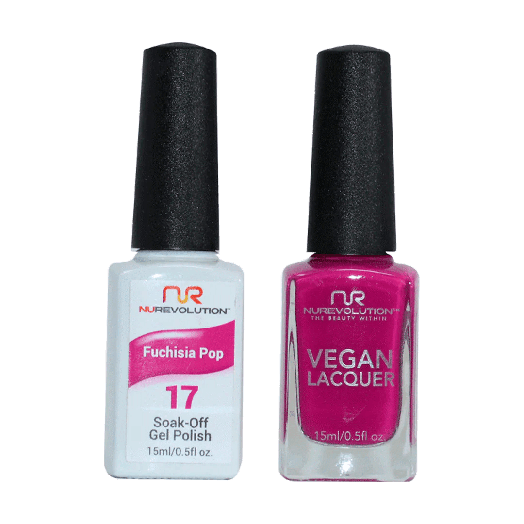 NuRevolution Trio Duo Gel &amp; Lacquer 017 Fuchisia Pop - EMOI SUPPLY