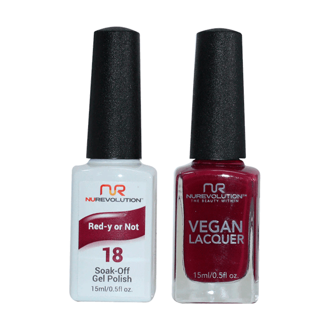 NuRevolution Trio Duo Gel &amp; Lacquer 018 Red - Y Or Not - EMOI SUPPLY
