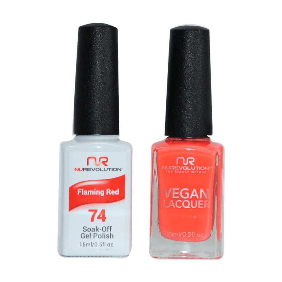 NuRevolution Trio Duo Gel &amp; Lacquer 074 Flaming Red - EMOI SUPPLY